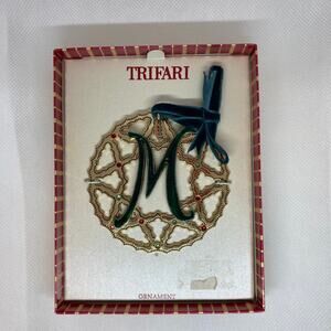 Trifari Initial M Christmas Ornament New